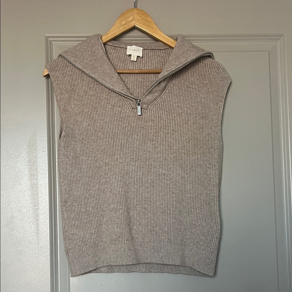 Cowl Neck Sleeveless Sweater | Taupe | XS